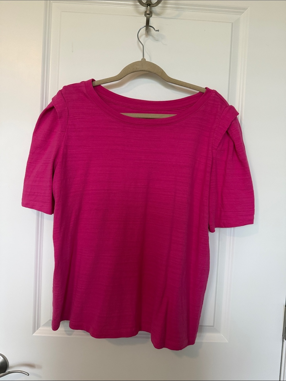 LOFT Bright Fuchsia Short Sleeve Scoop Neck Tee